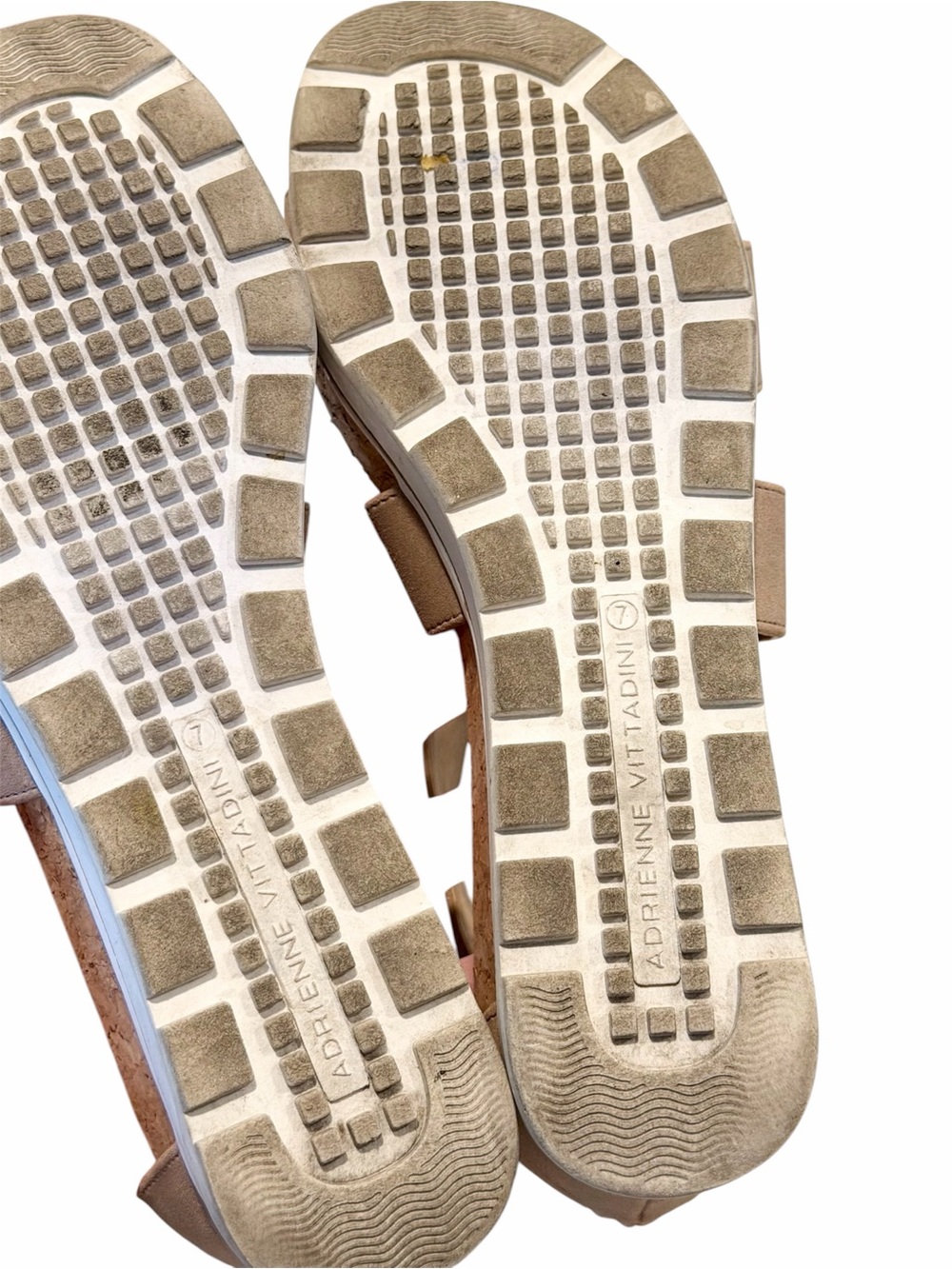 Adrienne Vittadini Taupe Crisscross Cork Wedge Sandals - Size: 7 - Picture 7 of 9